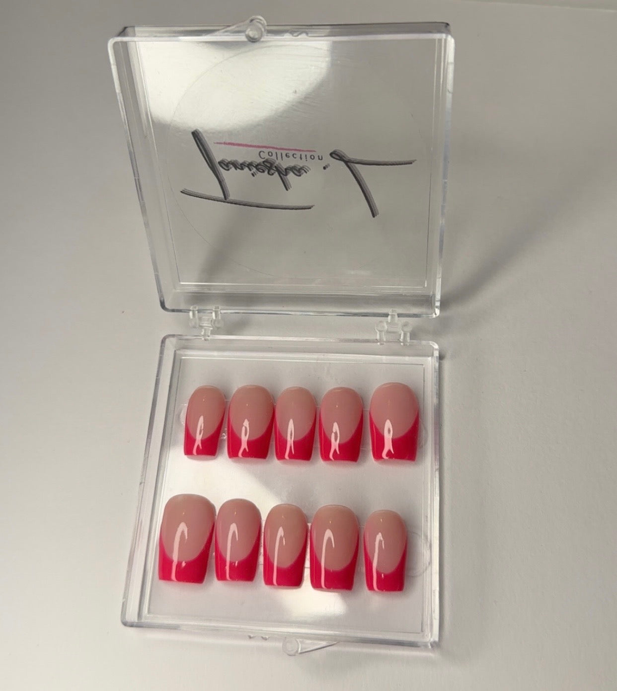 FRENCH TIP (H-PINK) - press on nails - set of 10