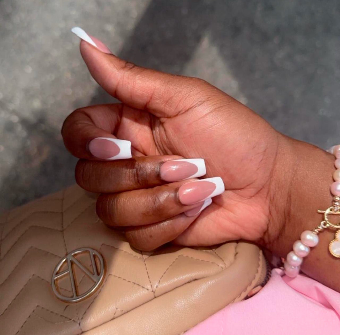 FRENCH TIP (WHITE) - press on nails - set of 10