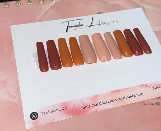 SHADES OF BROWN - press on nails - set of 10