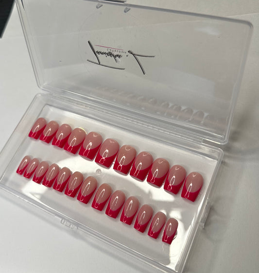 FRENCH TIP (H-PINK) - press on nails - set of 20/24