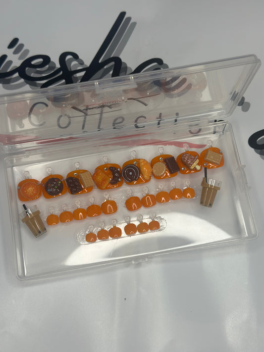 YUMMY TOES (ORANGE) - press on nails - set of 24