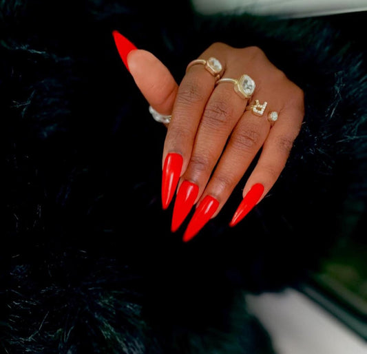 PLAIN RED - press on nails - set of 10
