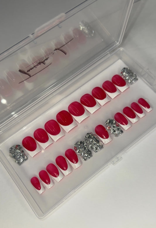 FRENCH TIP GLAM - press on nails - set of 20/24