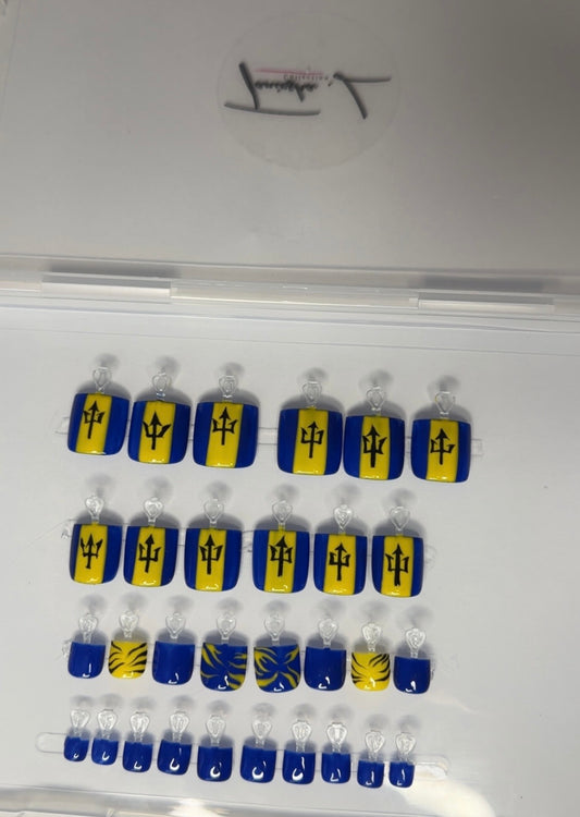 Bajan Toes - press on nails - set of 20 to 30