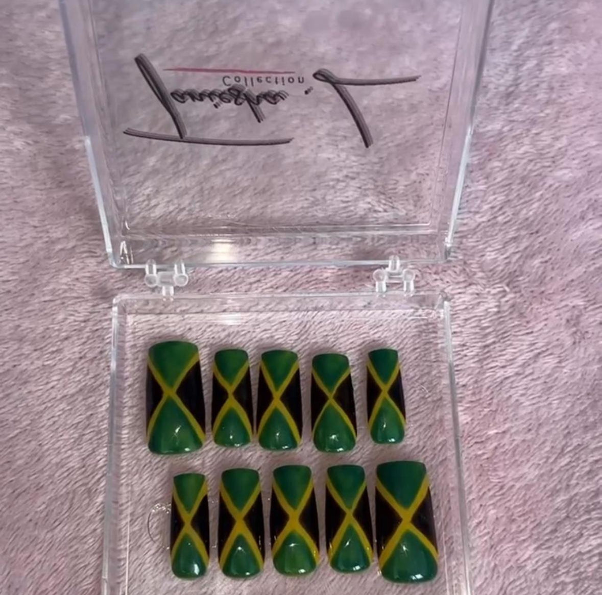 JAMAICAN FRENCH TIP - press on nails - set of 10