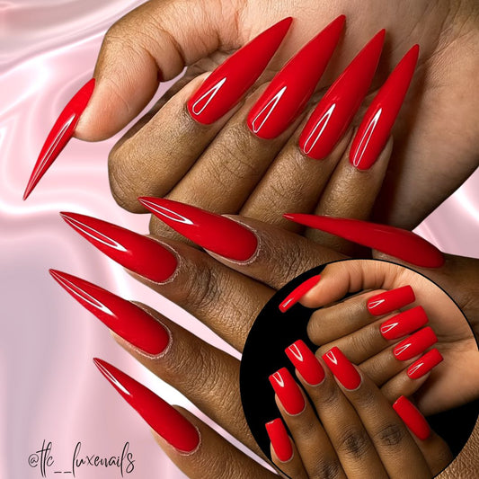 PLAIN RED - press on nails - set of 10