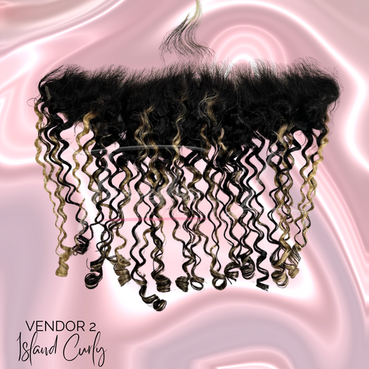 V2 - ISLAND CURLY HIGHLIGHTS -  LACE FRONTAL - 10" TO 20"