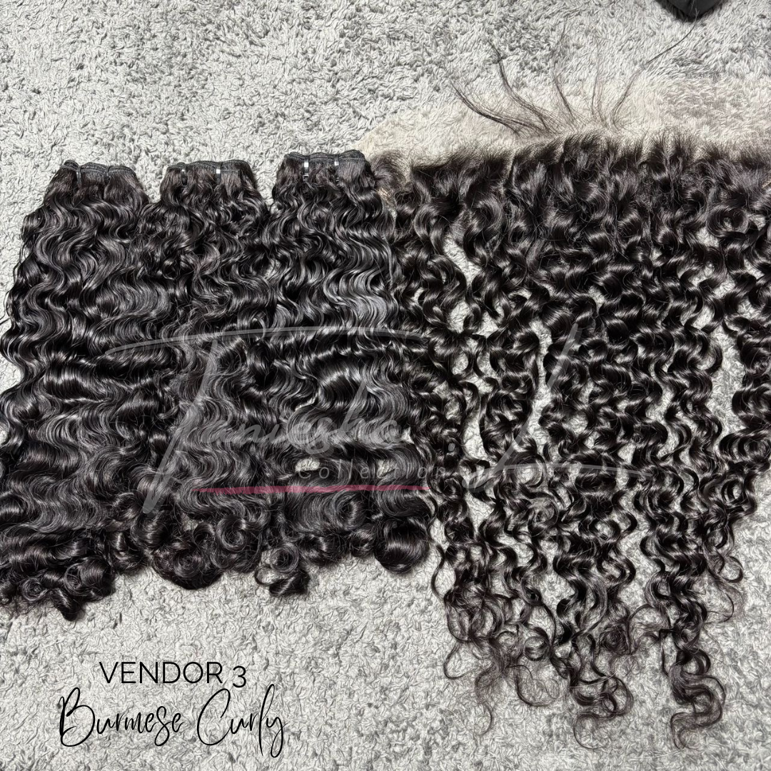 V3 - BURMESE CURLY - 3 BUNDLES & HD LACE FRONTAL - 16" TO 28"