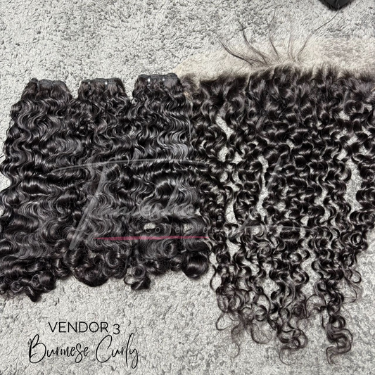 V3 - BURMESE CURLY - 3 BUNDLES & HD LACE FRONTAL - 16" TO 28"
