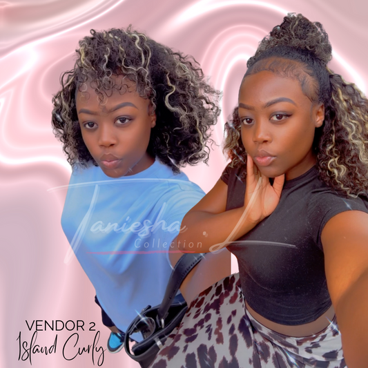 V2 - ISLAND CURLY HIGHLIGHTS -  HALF WIG - 10" TO 20"